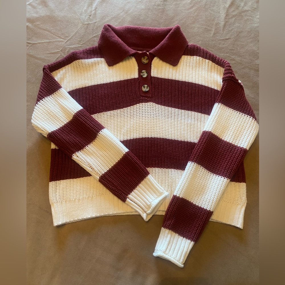 SO Burgundy Striped Sweater